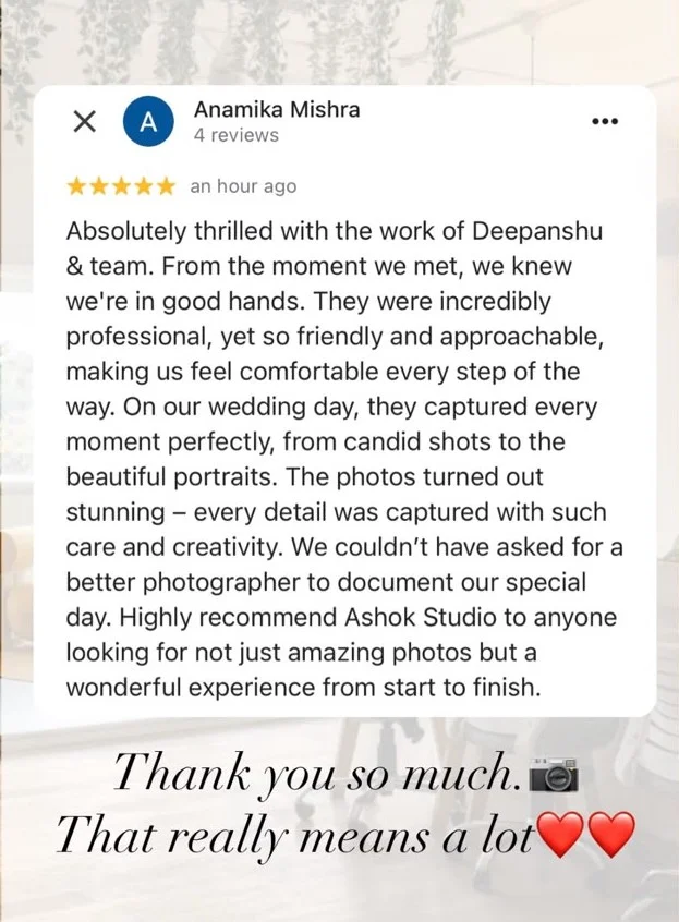 Anamika & Rajeev review message
